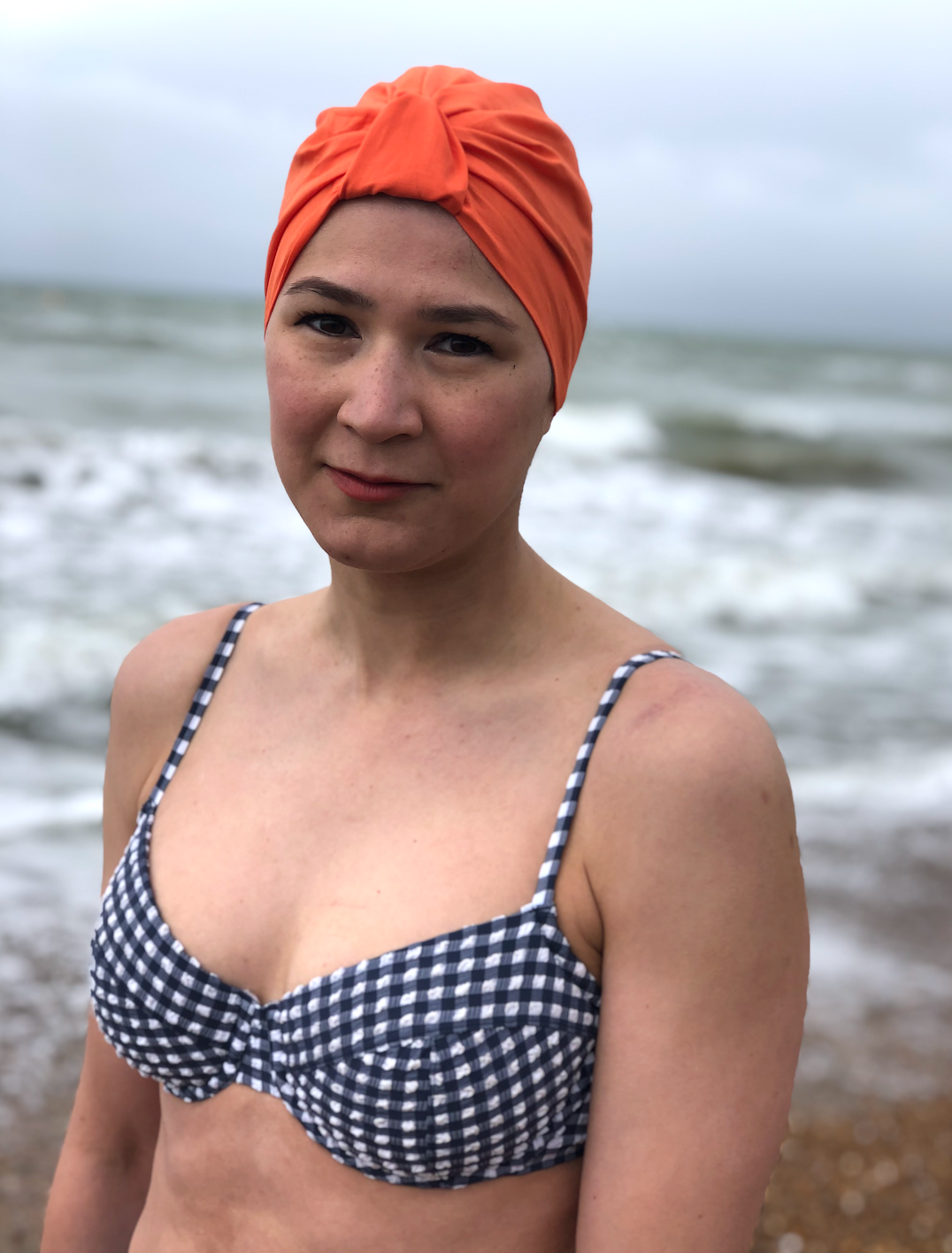 Salty Sea Knot - Swimming Cap Topper - Swim Turban - Tangerine Orange