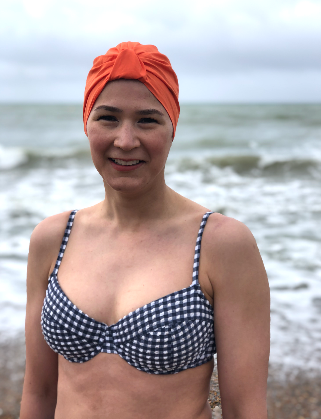 Salty Sea Knot - Swimming Cap Topper - Swim Turban - Tangerine Orange