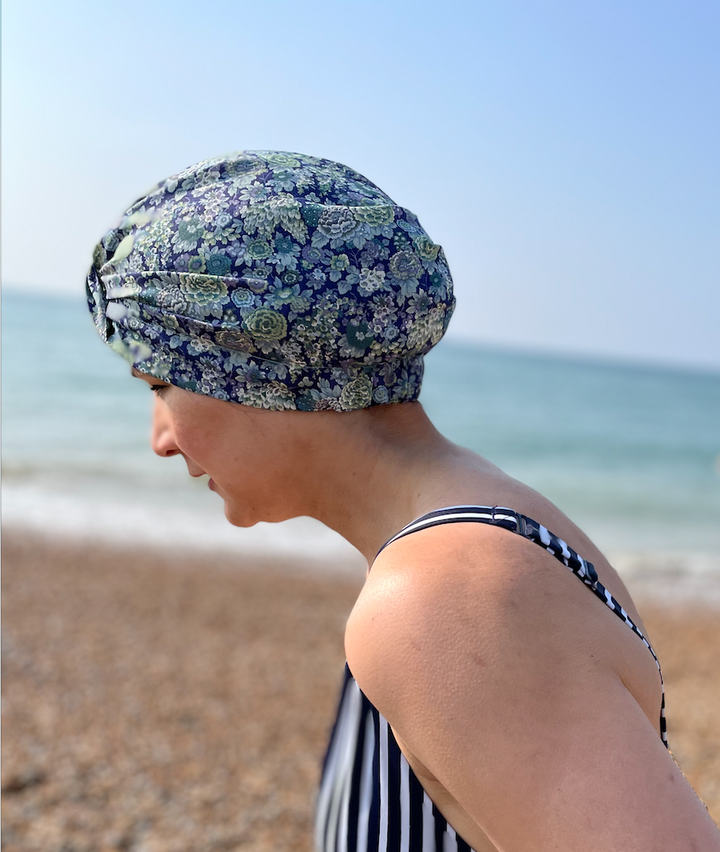 Salty Sea Knot - Swimming Cap Topper / Turban - Blue Elysian