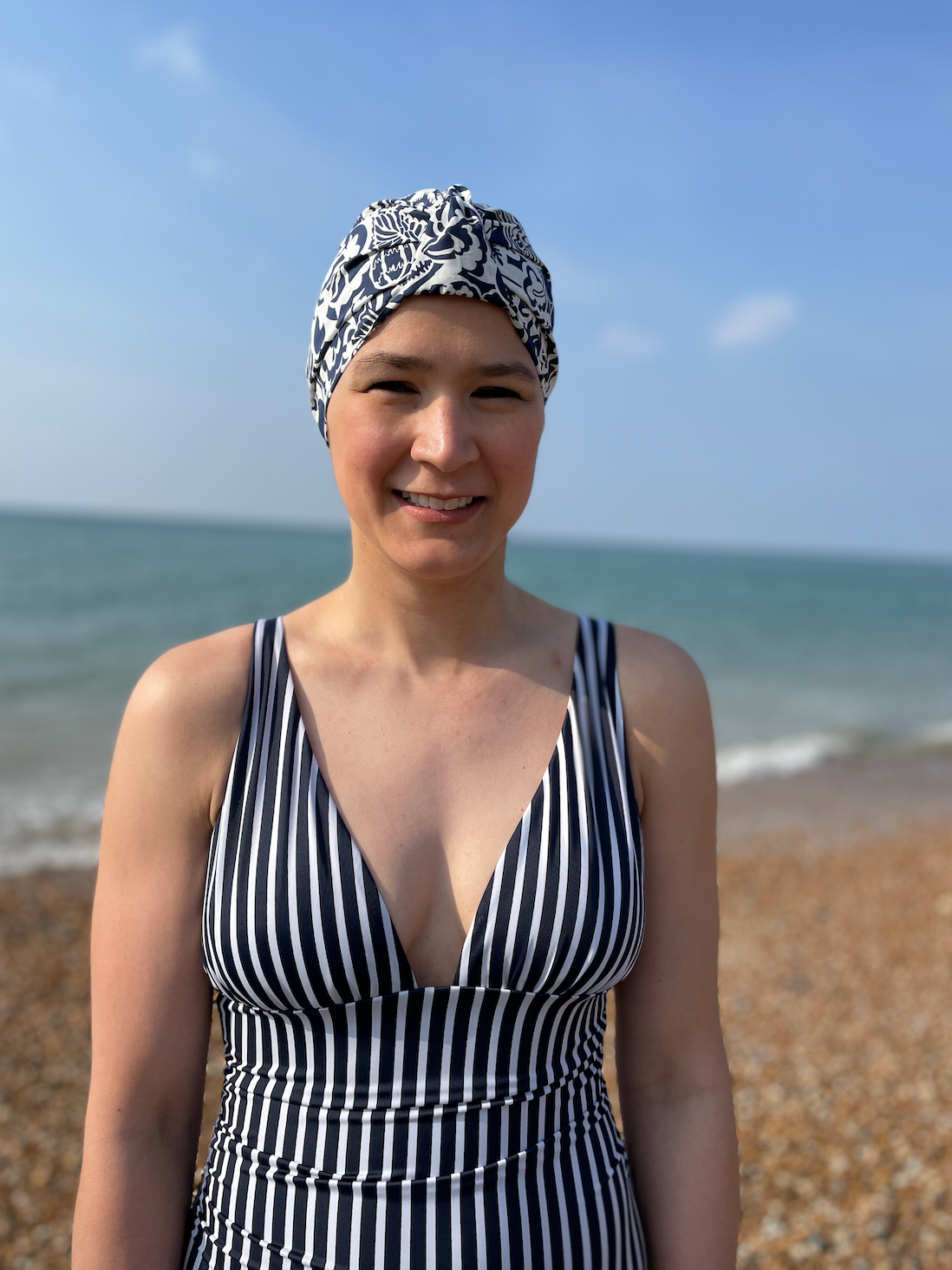 Salty Sea Knot - Swimming Cap Topper - Swim Turban - Navy Monochrome Gatsby