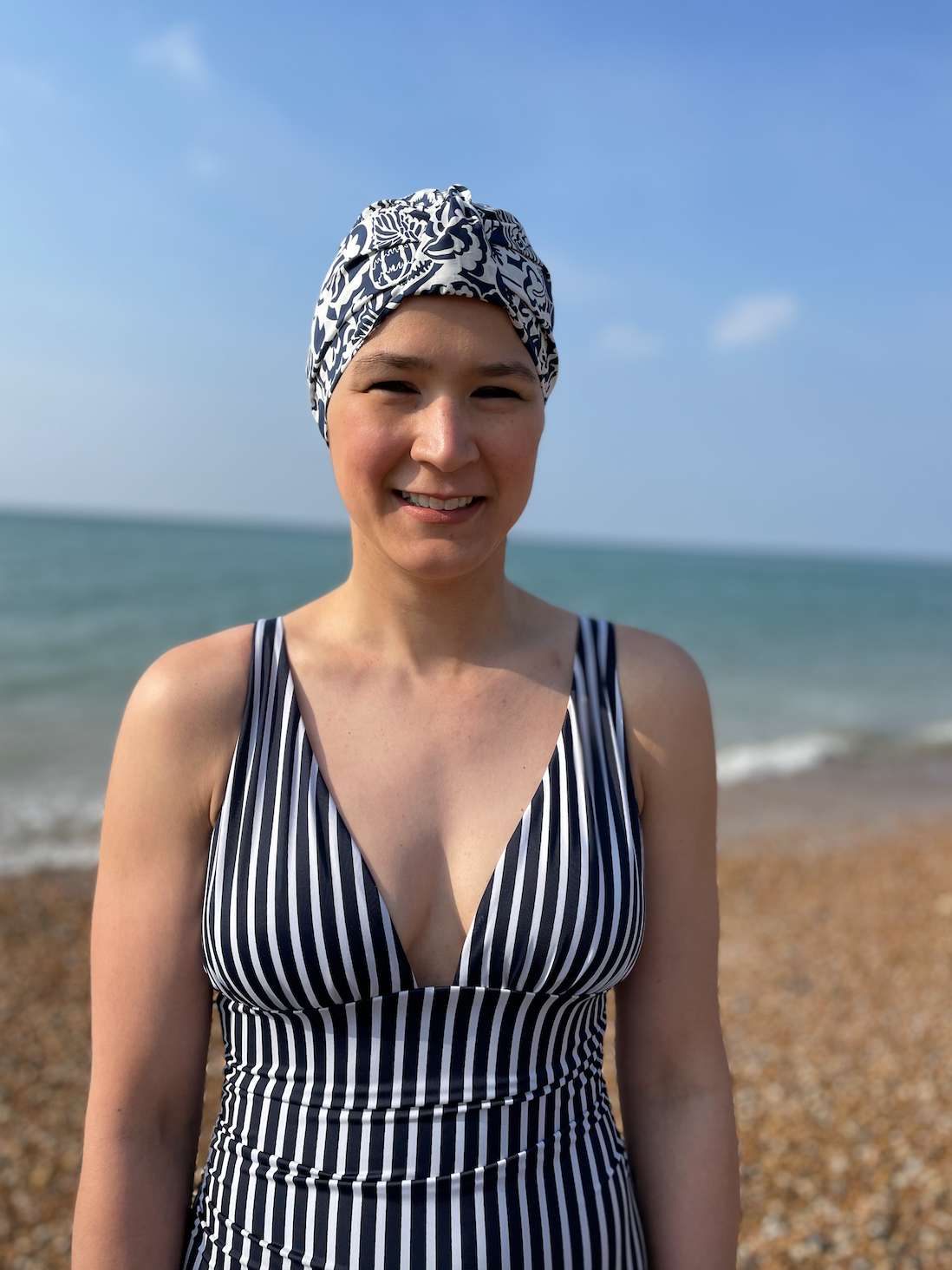 Salty Sea Knot - Swimming Cap Topper Swim Turban - Navy Monochrome Gatsby