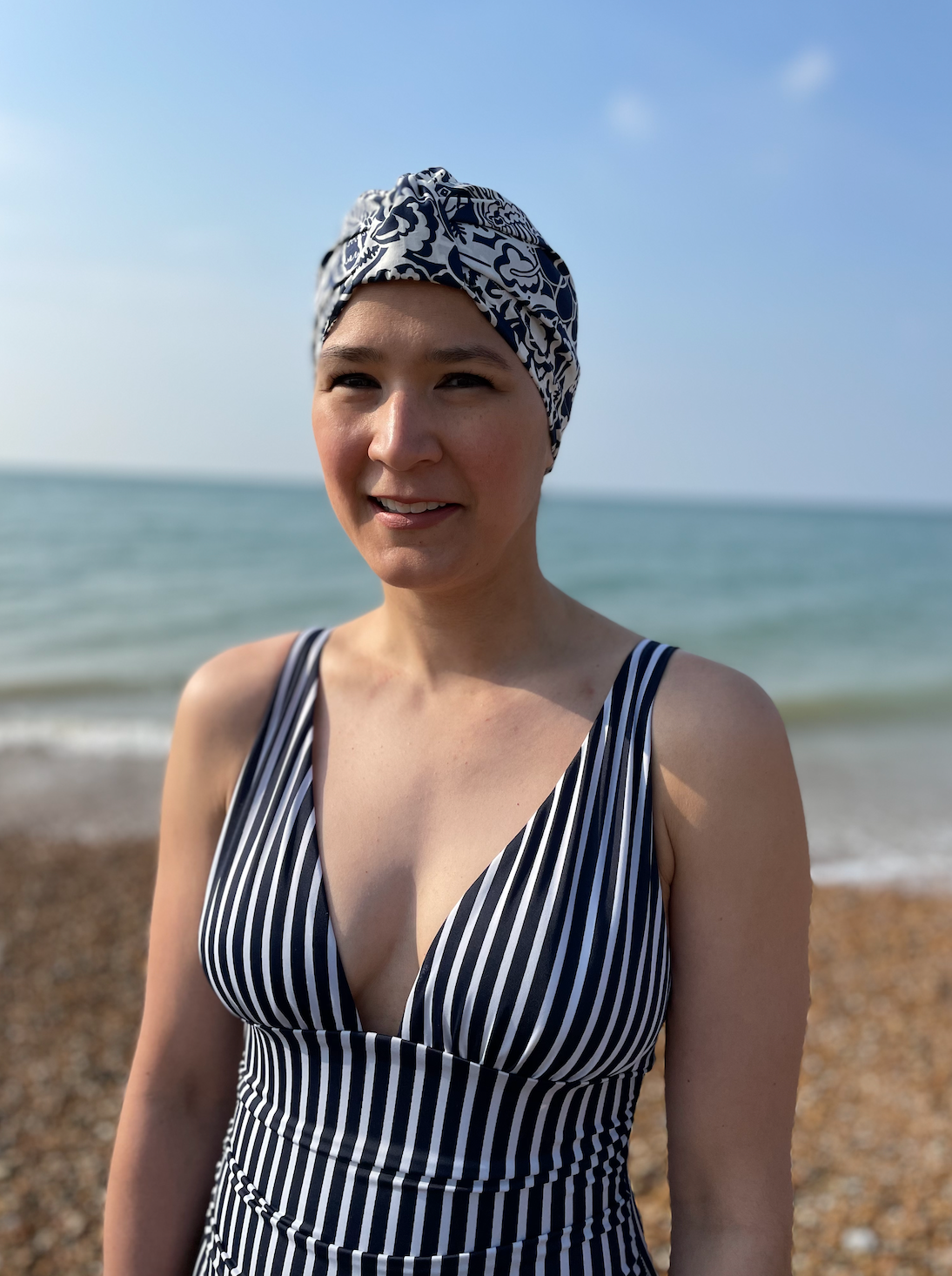 Salty Sea Knot - Swimming Cap Topper - Swim Turban - Navy Monochrome Gatsby