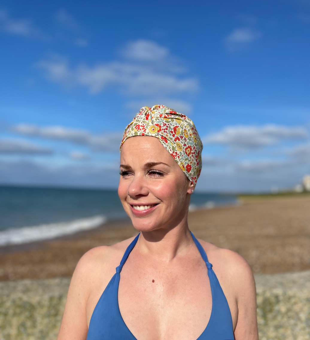 Salty Sea Knot - Swimming Cap Topper - Swim Turban - Yellow D'anjo