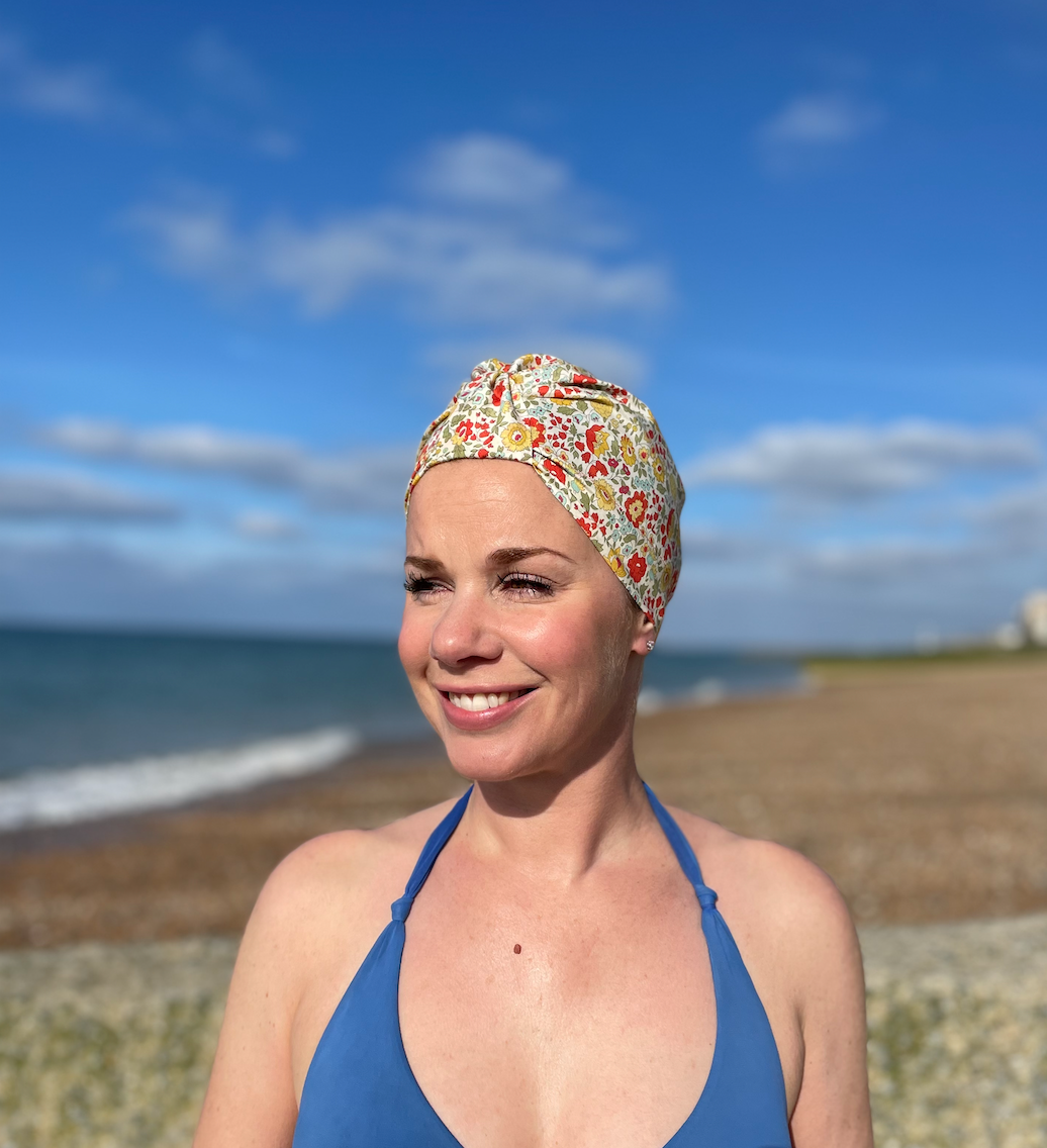 Salty Sea Knot - Swimming Cap Topper - Swim Turban in Yellow D'anjo