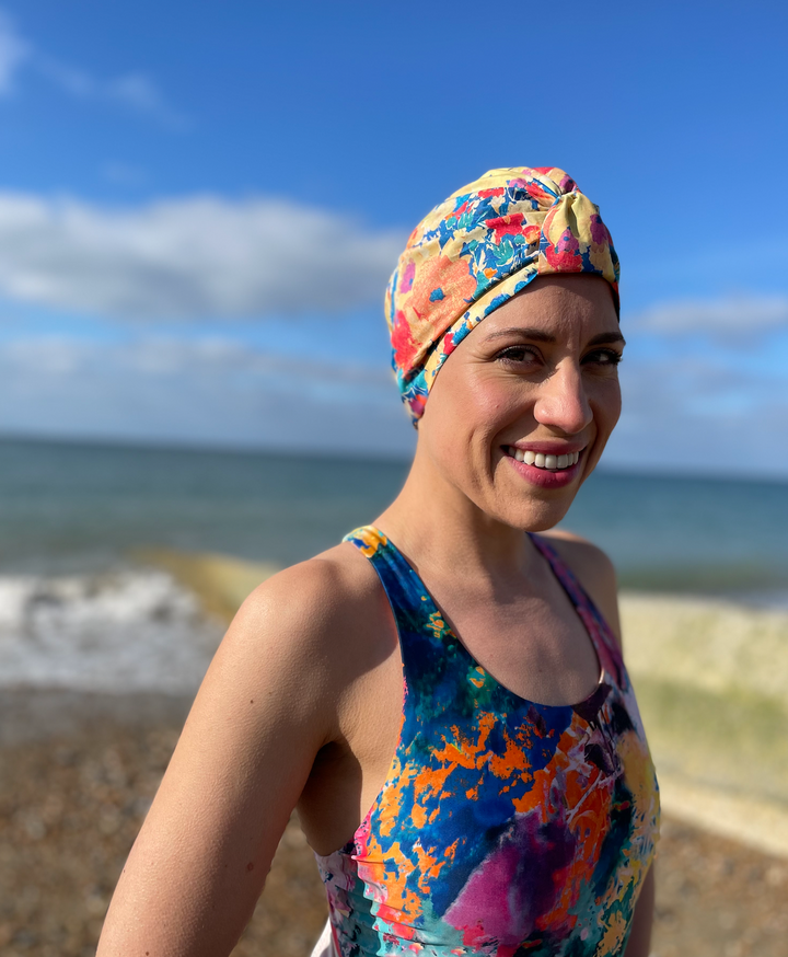 Salty Sea Knot - Swimming Cap Topper - Swim Turban - Deborah