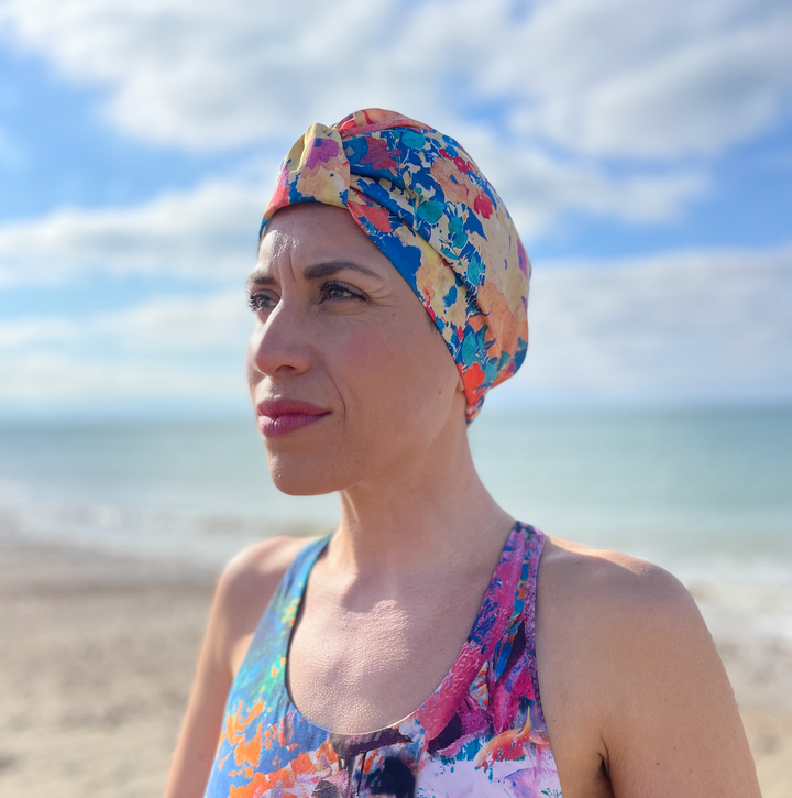 Salty Sea Knot - Swimming Cap Topper - Swim Turban - Deborah