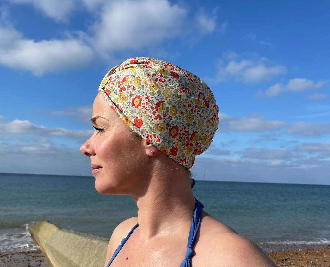 Salty Sea Knot - Swimming Cap Topper - Swim Turban in Yellow D'anjo