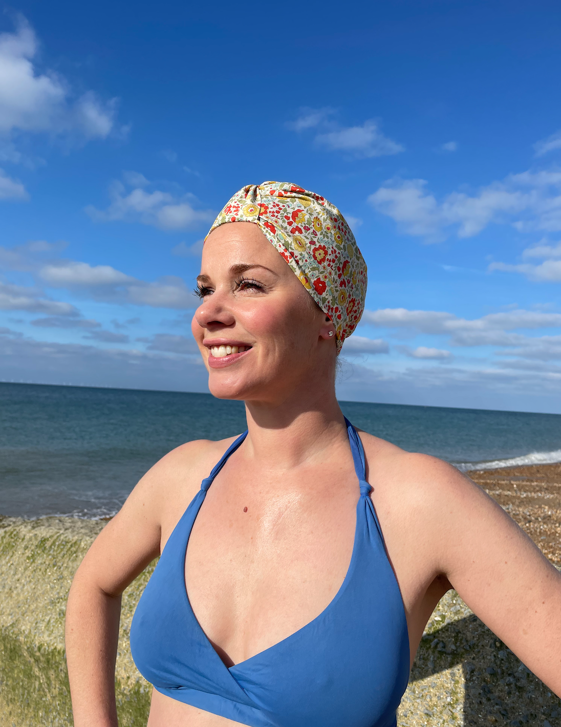 Salty Sea Knot - Swimming Cap Topper - Swim Turban - Yellow D'anjo