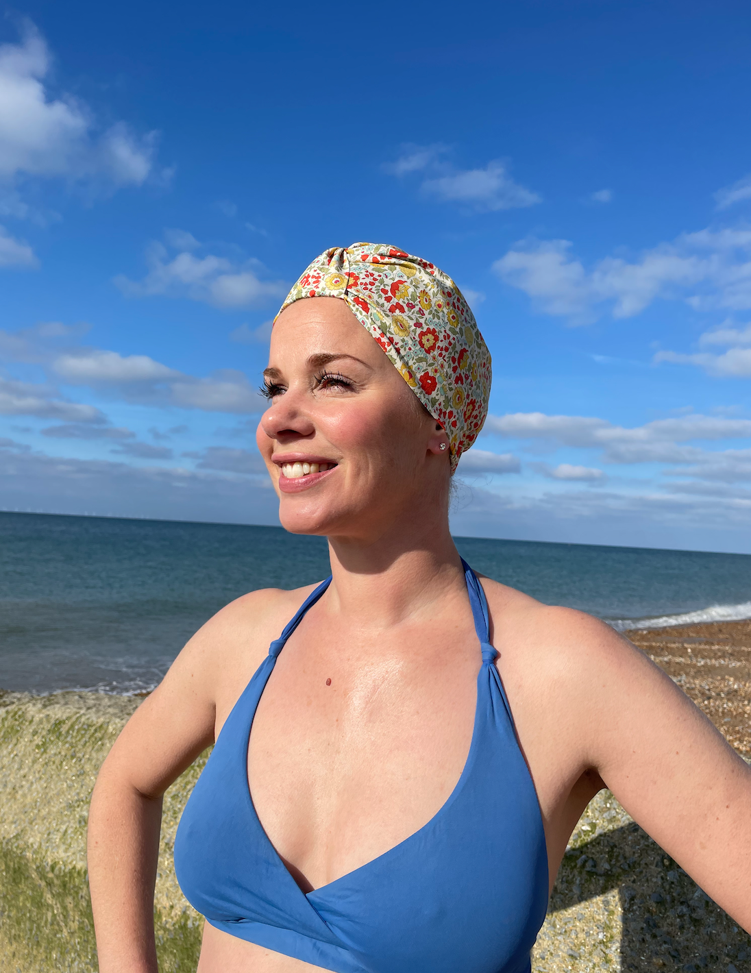 Salty Sea Knot - Swimming Cap Topper - Swim Turban in Yellow D'anjo