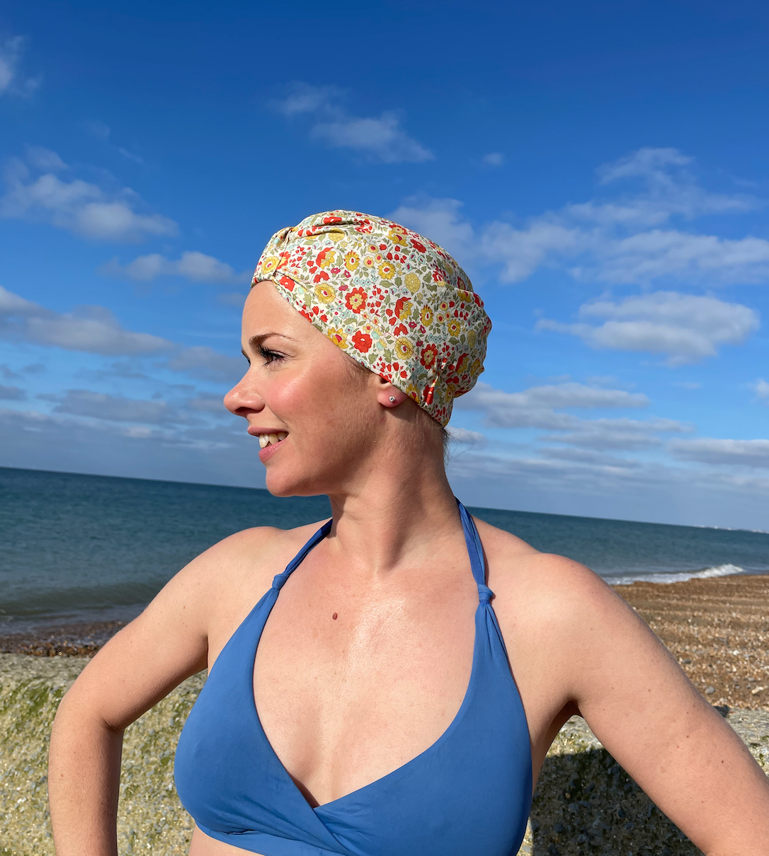 Salty Sea Knot - Swimming Cap Topper - Swim Turban - Yellow D'anjo