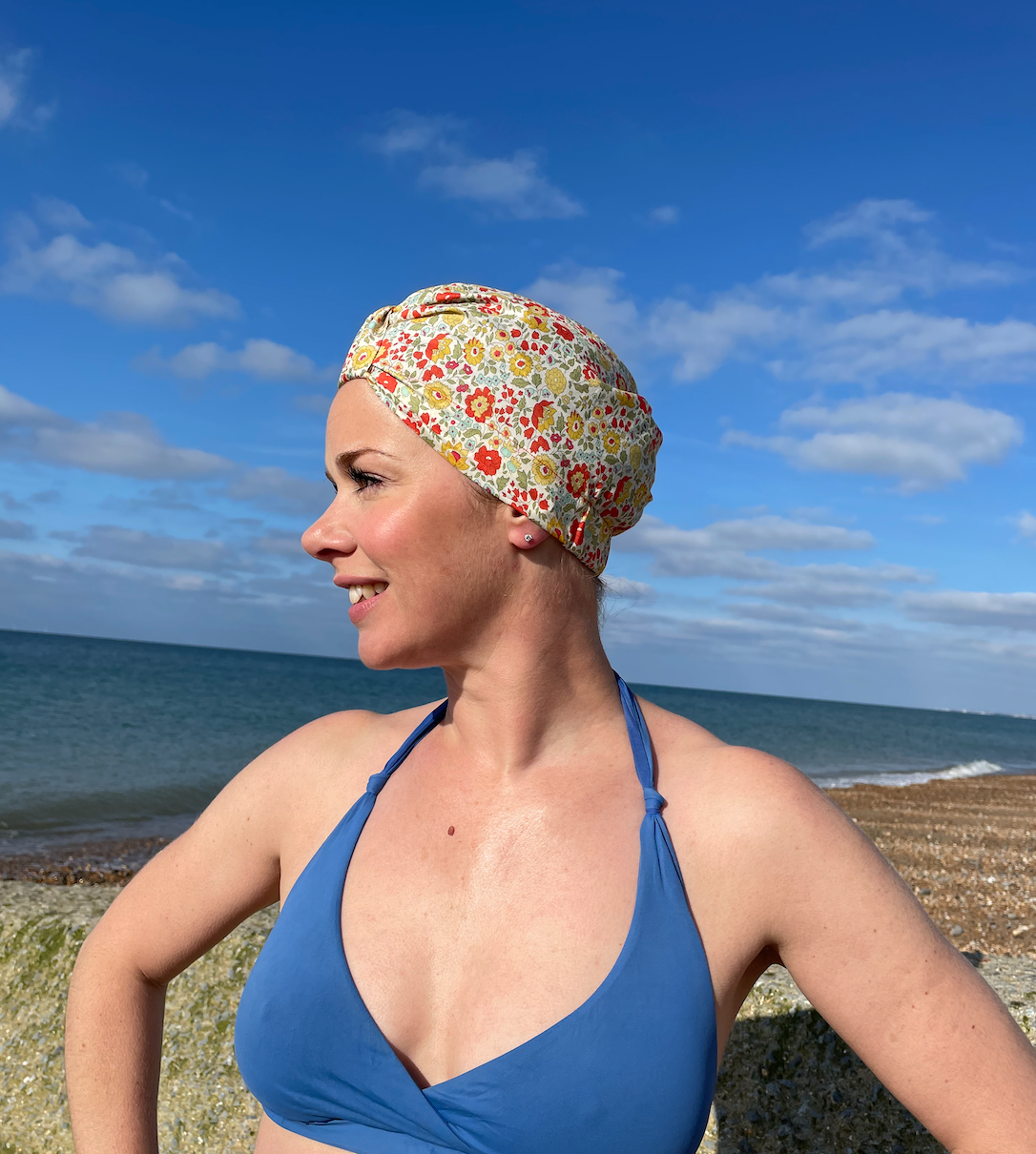 Salty Sea Knot - Swimming Cap Topper - Swim Turban in Yellow D'anjo