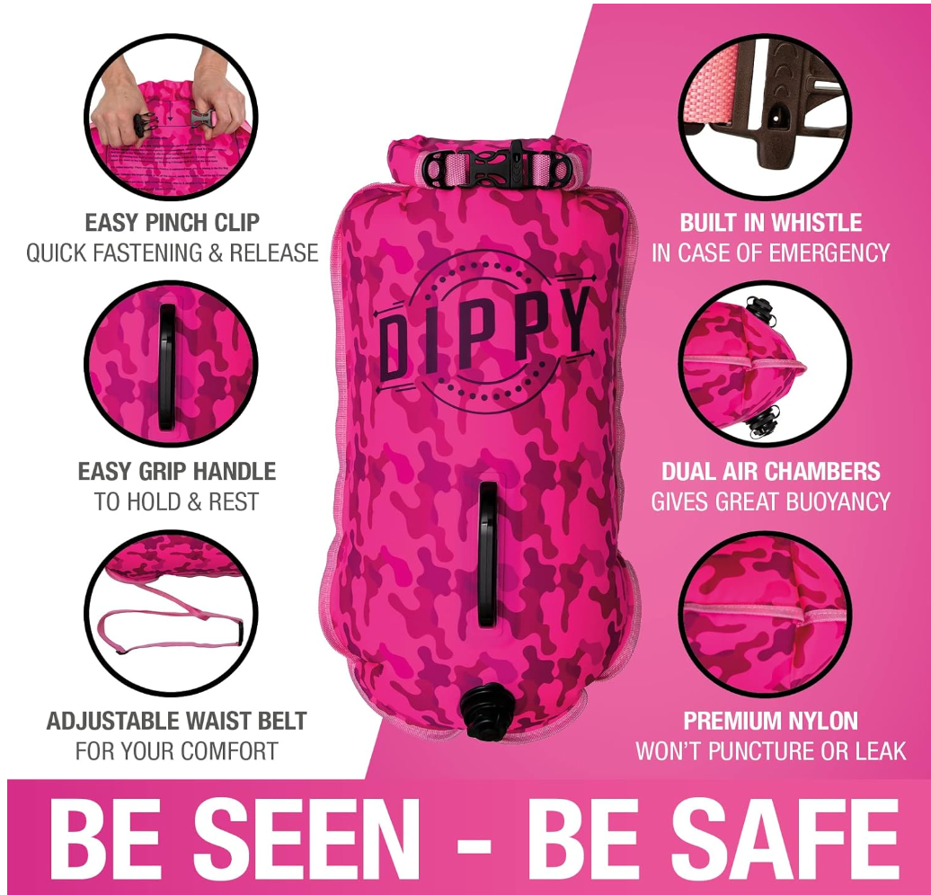 DIPPY 28 Litre Swim Dry Bag in Pink Camo