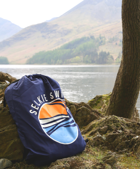 Navy Selkie recycled robe bag