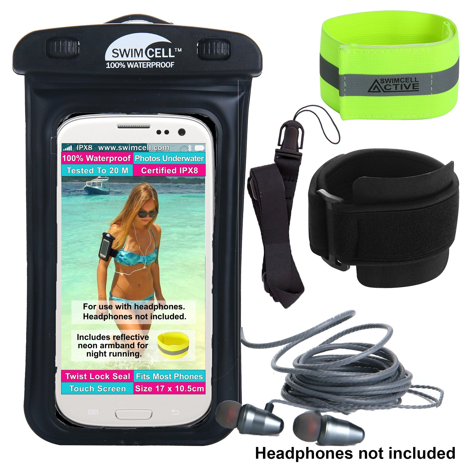 SwimCell waterproof armband case with headphone jack