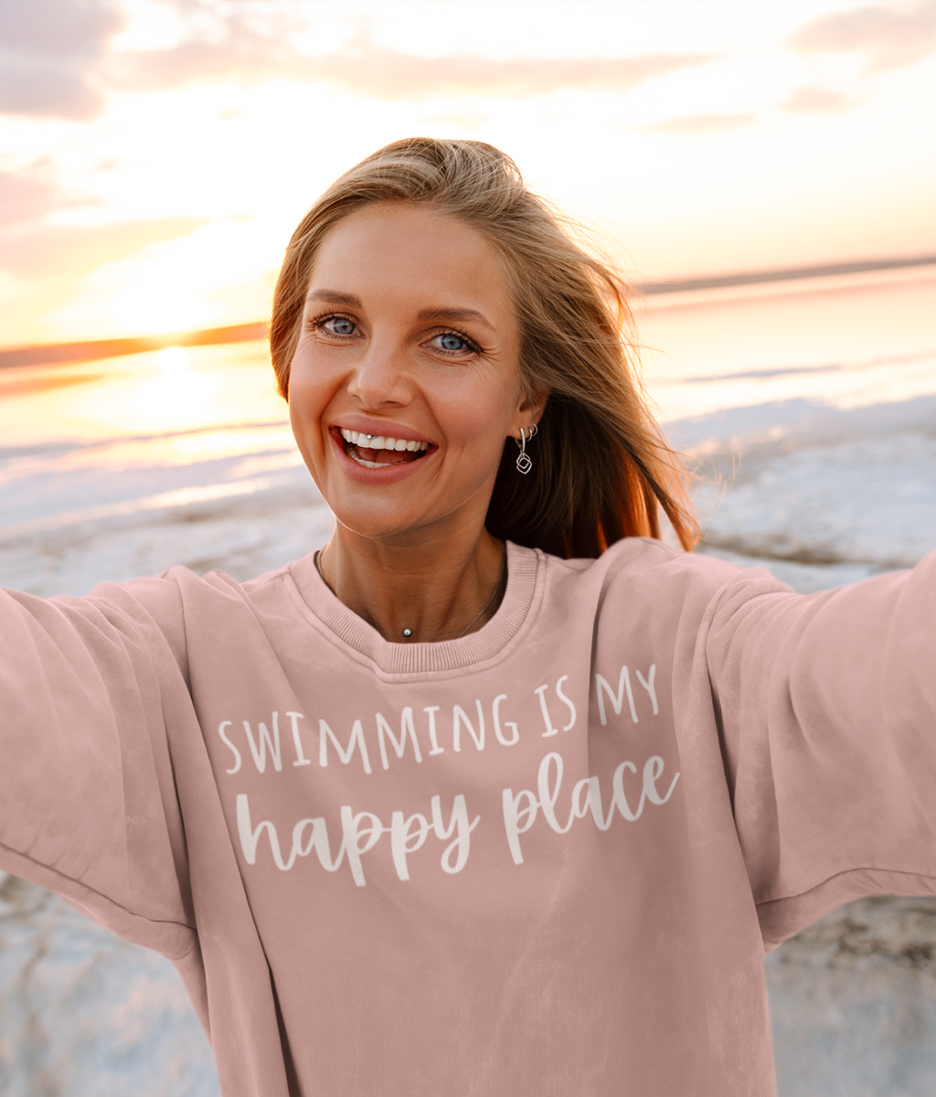 Swimming Is My Happy Place Unisex Organic Cotton Sweatshirt|Arvor Life