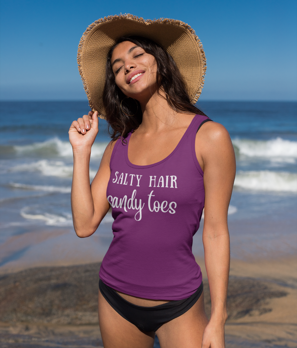 Salty Hair Sandy Toes 100% Organic Cotton Vest Top