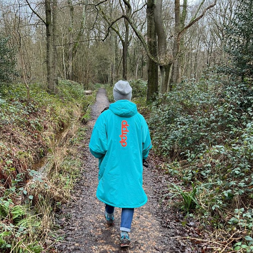 Walking in the woods wearing a Sea Monster ddipp robe