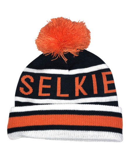 BOBBLE HAT - NAVY & ORANGE