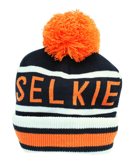 BOBBLE HAT - NAVY & ORANGE