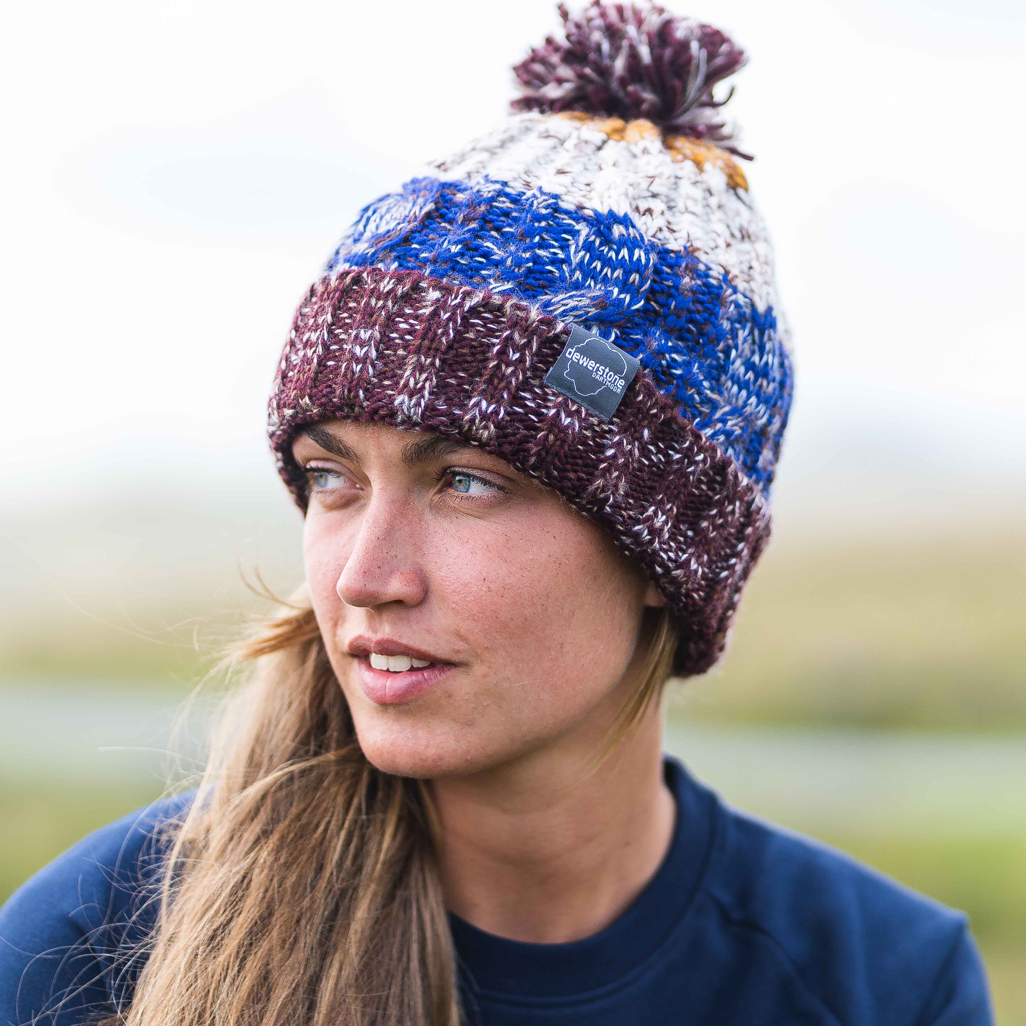 Chunky Knit Beanie - Brown / Blue - dewerstone - Beanie -