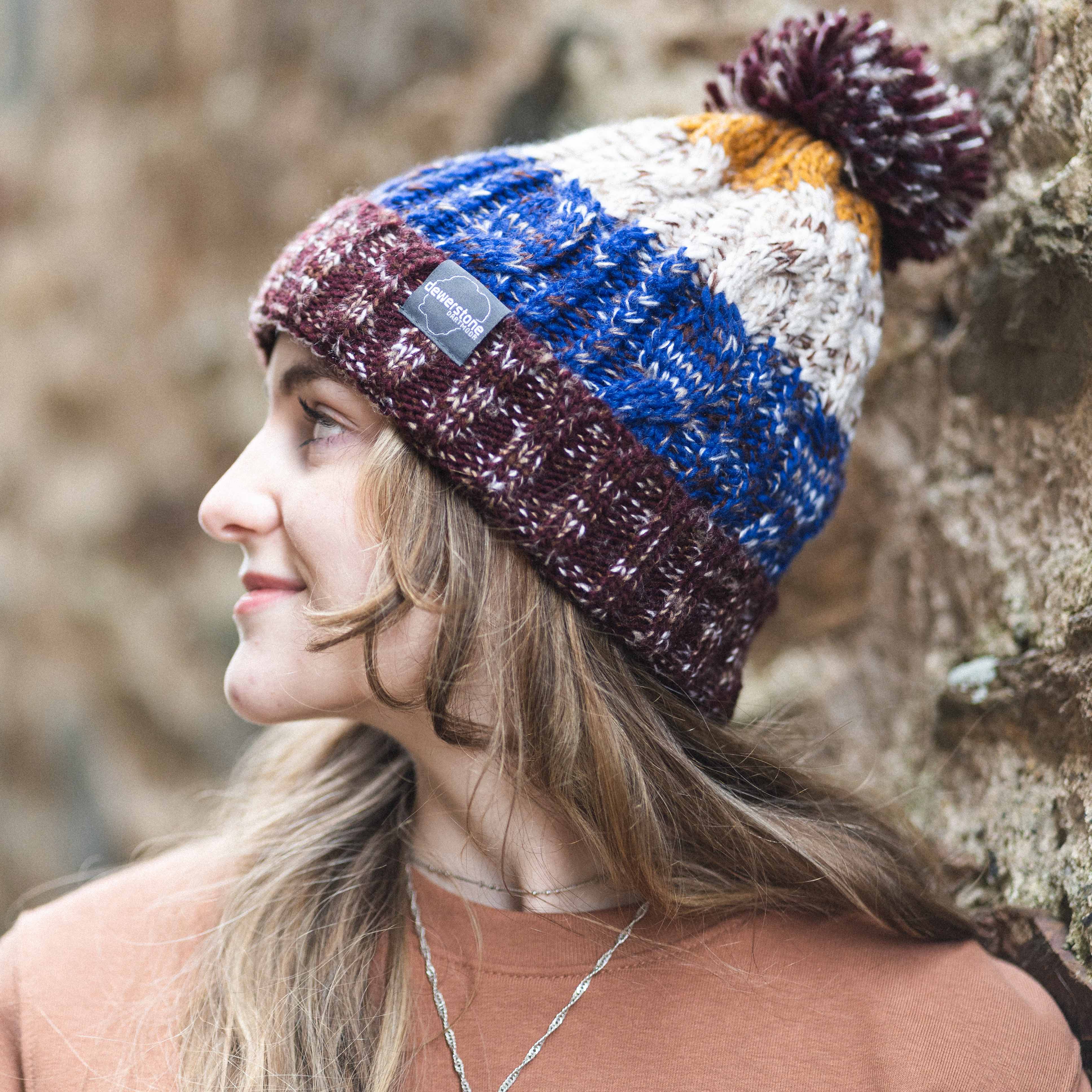 Chunky Knit Beanie - Brown / Blue - dewerstone - Beanie -