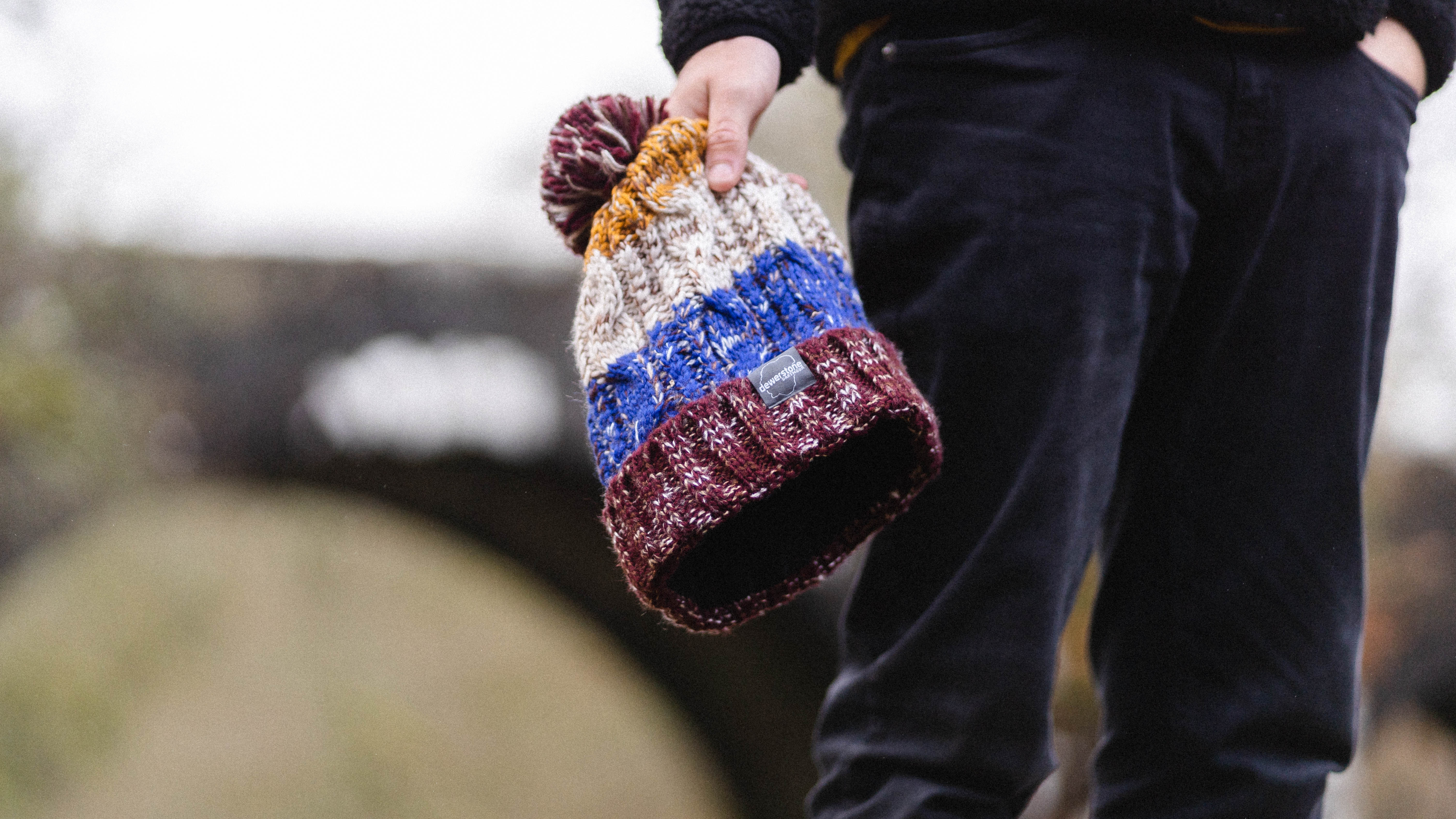 Chunky Knit Beanie - Brown / Blue - dewerstone - Beanie -