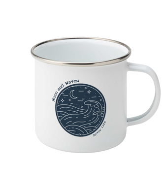Moon and Waves Enamel Mug