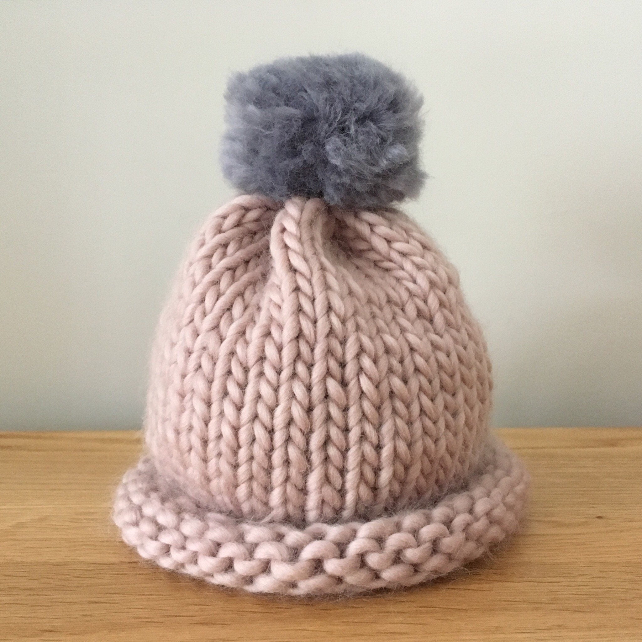 Bobble Hat | baby size | sea thrift pink | merino wool handknit hat