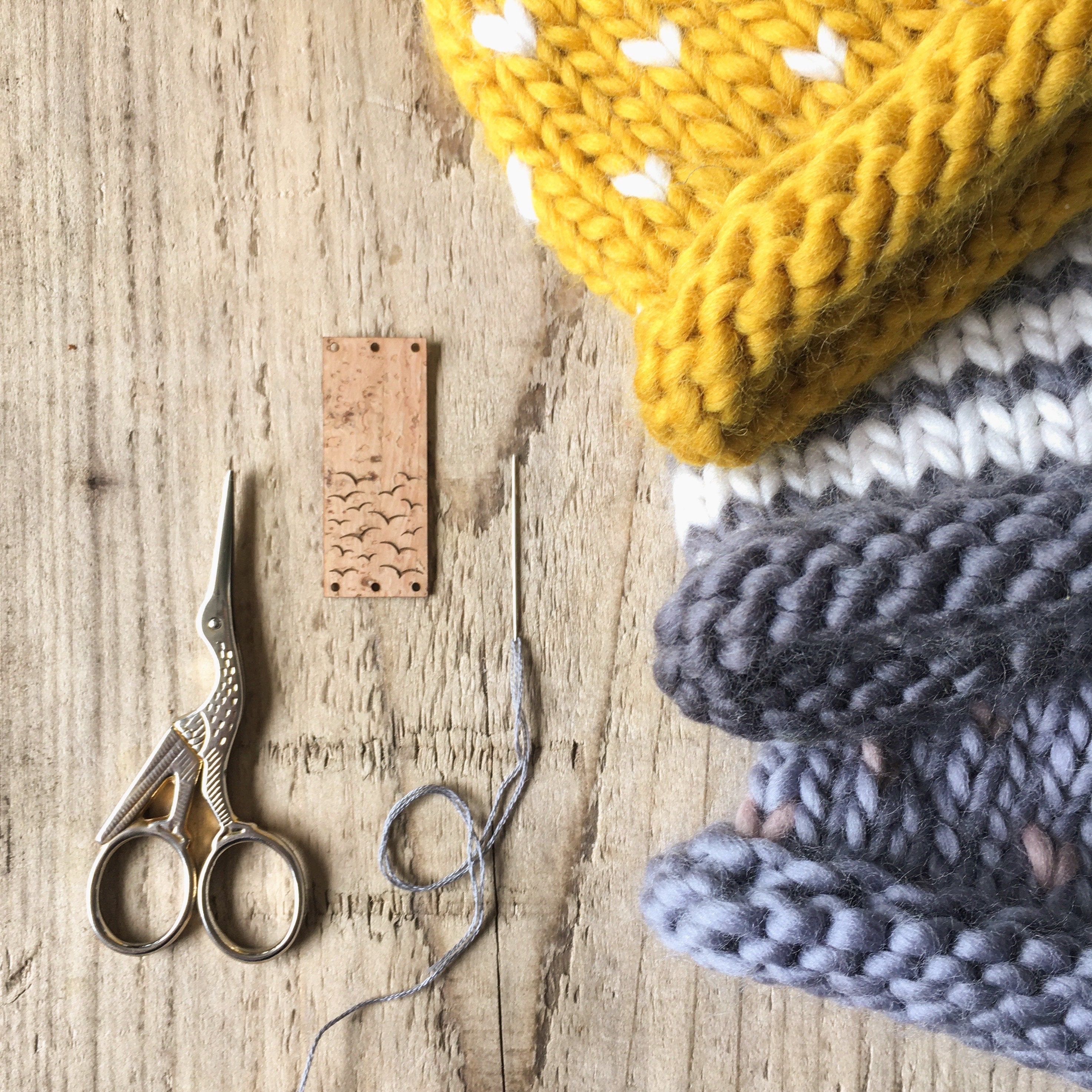 Bobble Hat | baby size | grey and pink heart spot | merino wool handknit hat