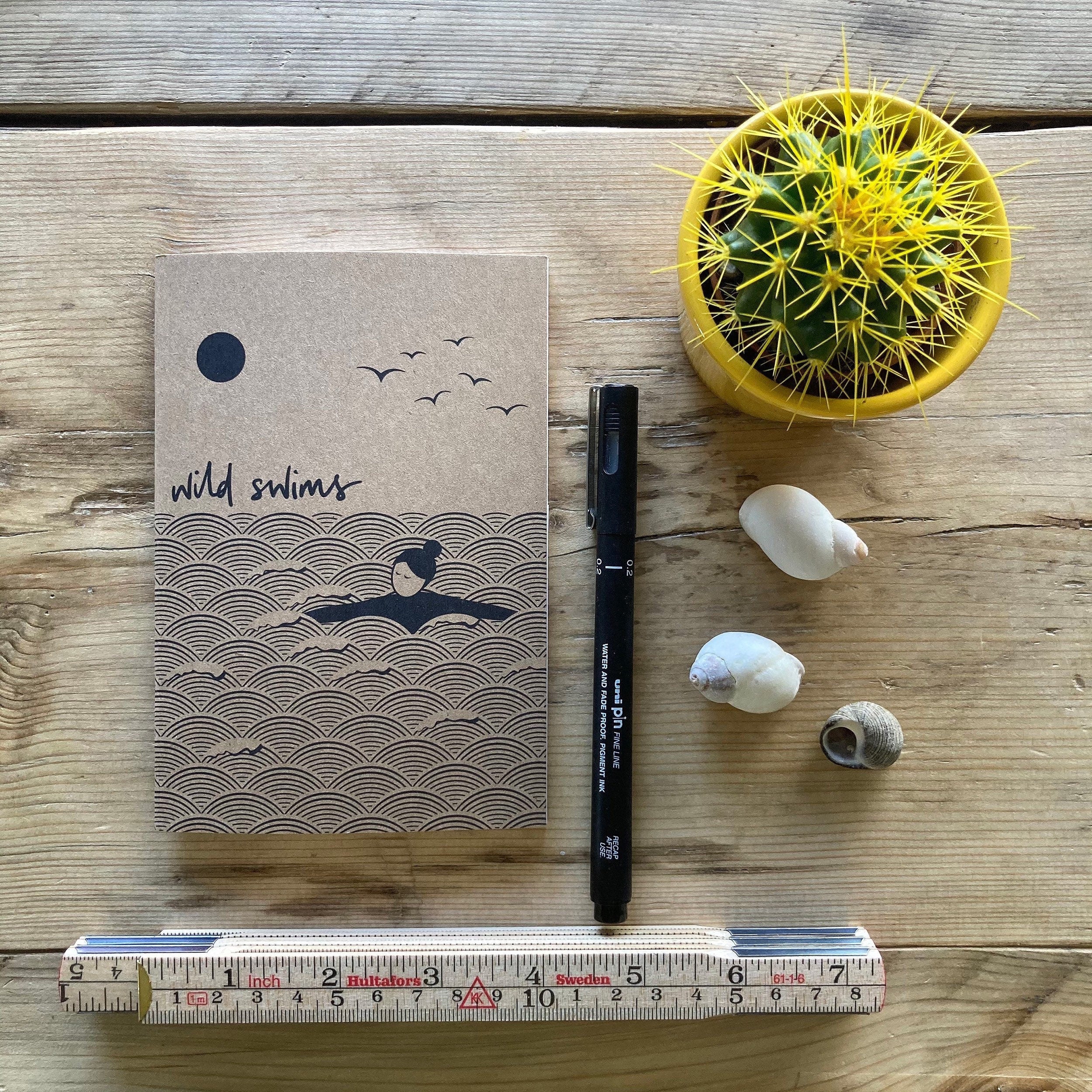 Gift bundle | wild swims enamel pin badge, A6 notebook and screen printed tote bag set