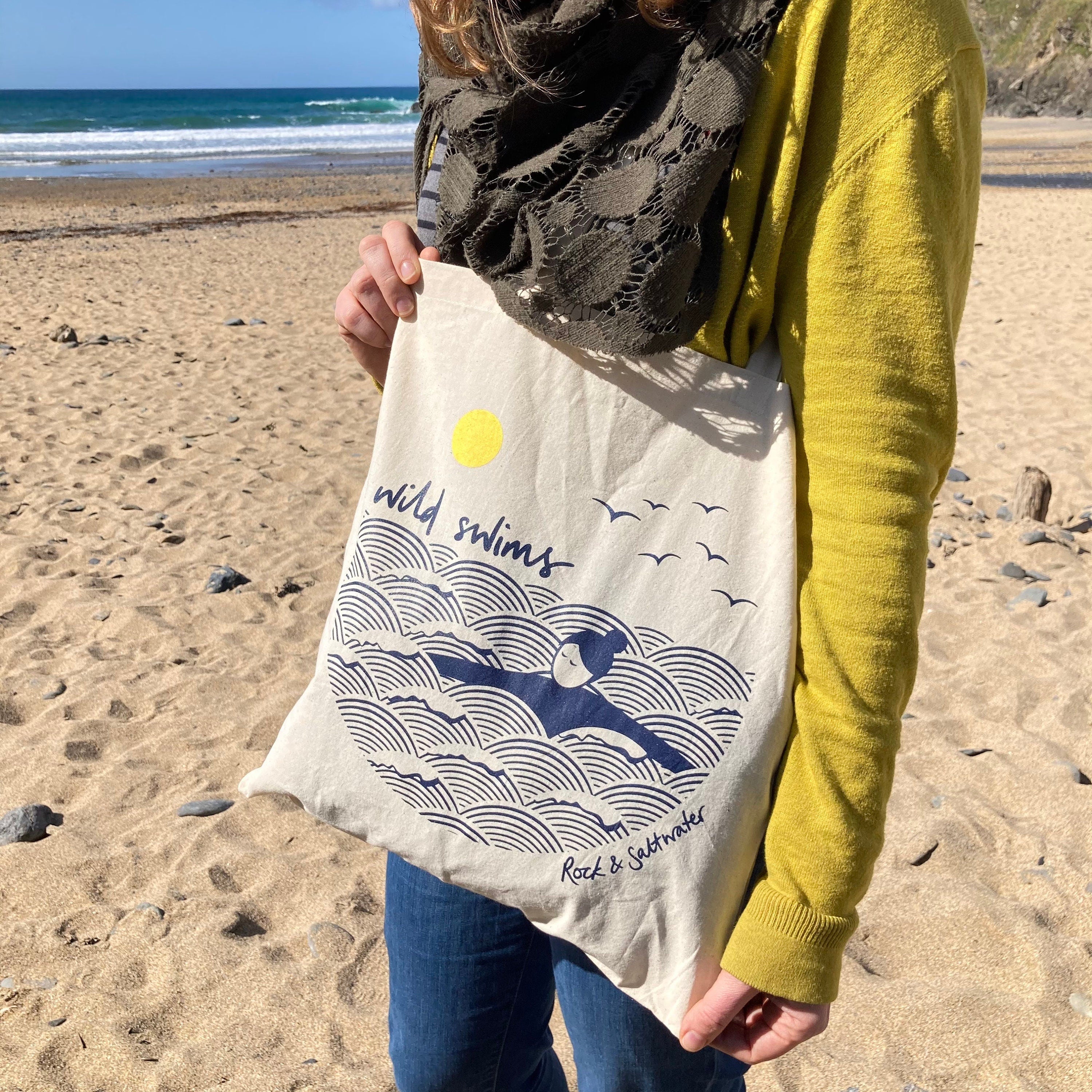 Gift bundle | wild swims enamel pin badge and screen printed tote bag set