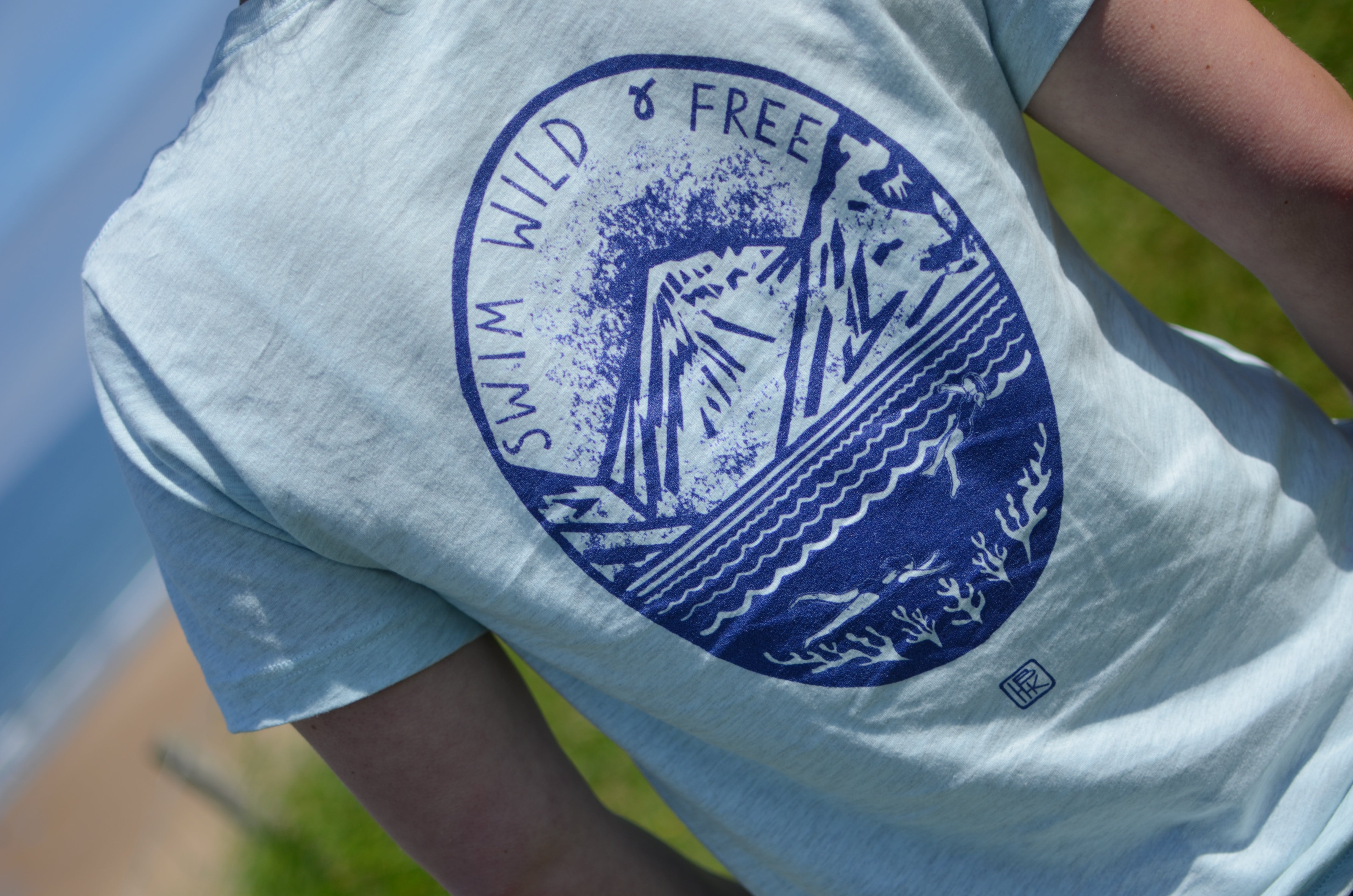 Swim Wild & Free Unisex T-Shirt - Back Logo