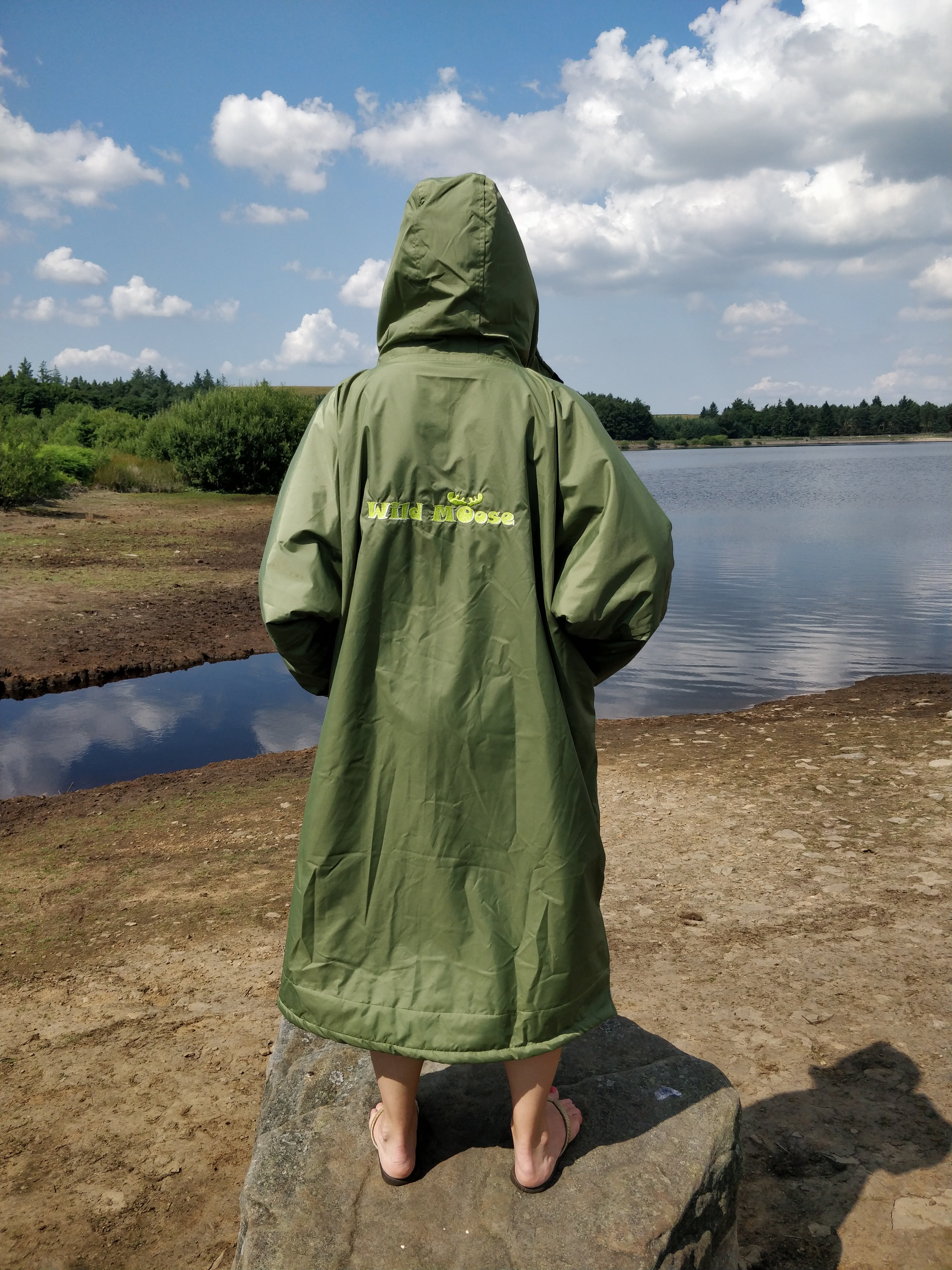 Natural Moose - long sleeve changing robe - moss green/slate grey