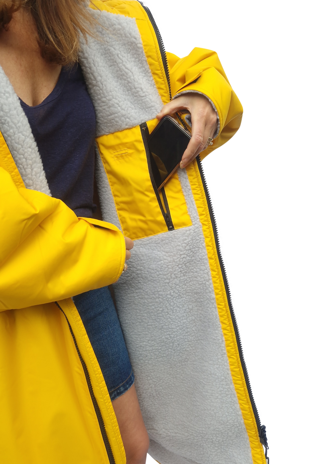 Mango Moose Eco - long sleeve changing robe -  vibrant orange/pale grey