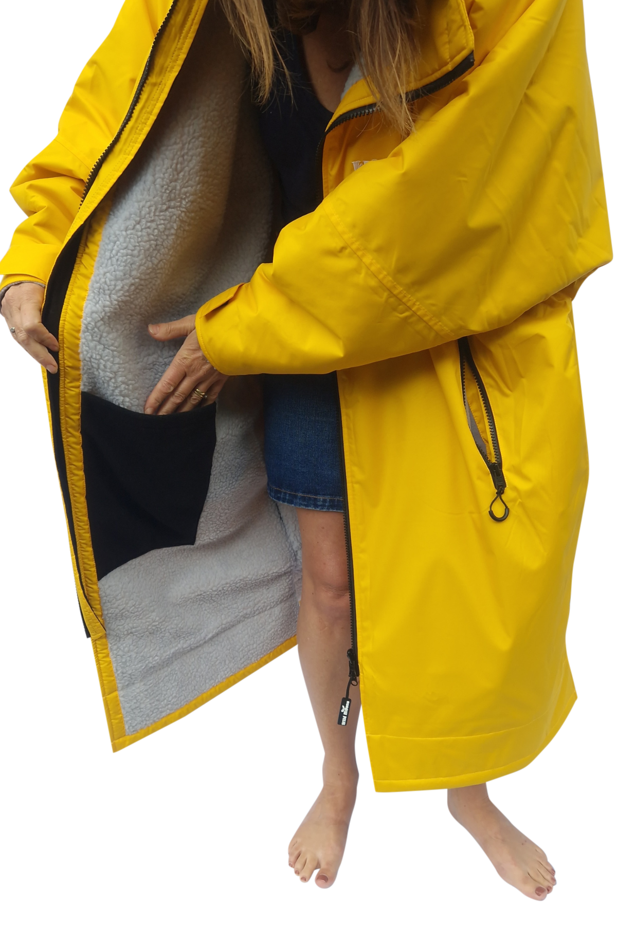 Mango Moose Eco - long sleeve changing robe -  vibrant orange/pale grey