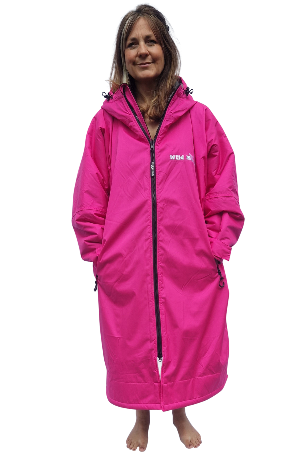 Bloomin' Moose Eco - long sleeve changing robe -  vivid pink/dark grey