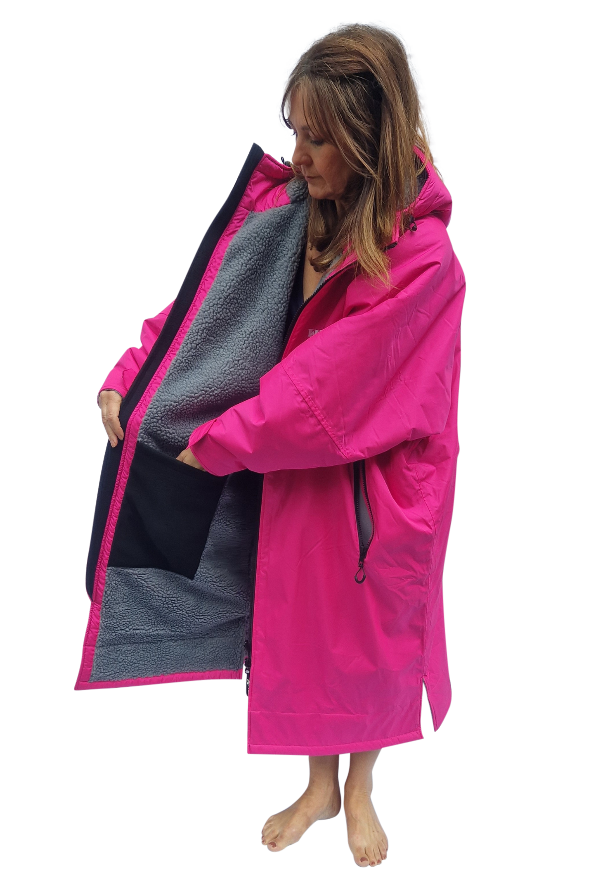 Bloomin' Moose Eco - long sleeve changing robe -  vivid pink/dark grey