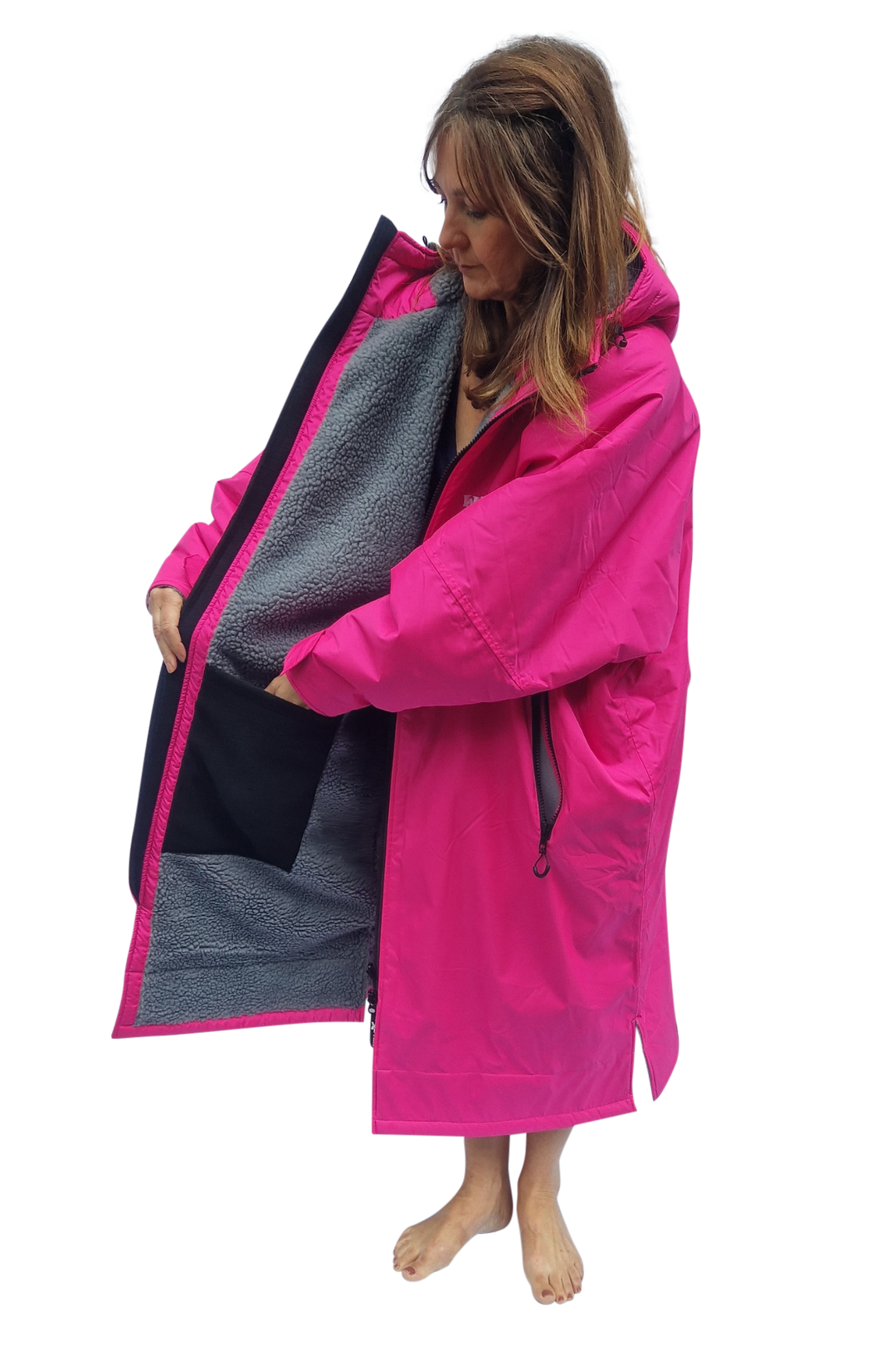 Bloomin' Moose Eco - long sleeve changing robe -  vivid pink/dark grey