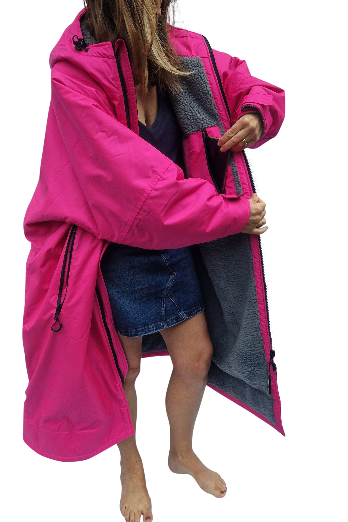 Bloomin' Moose Eco - long sleeve changing robe -  vivid pink/dark grey