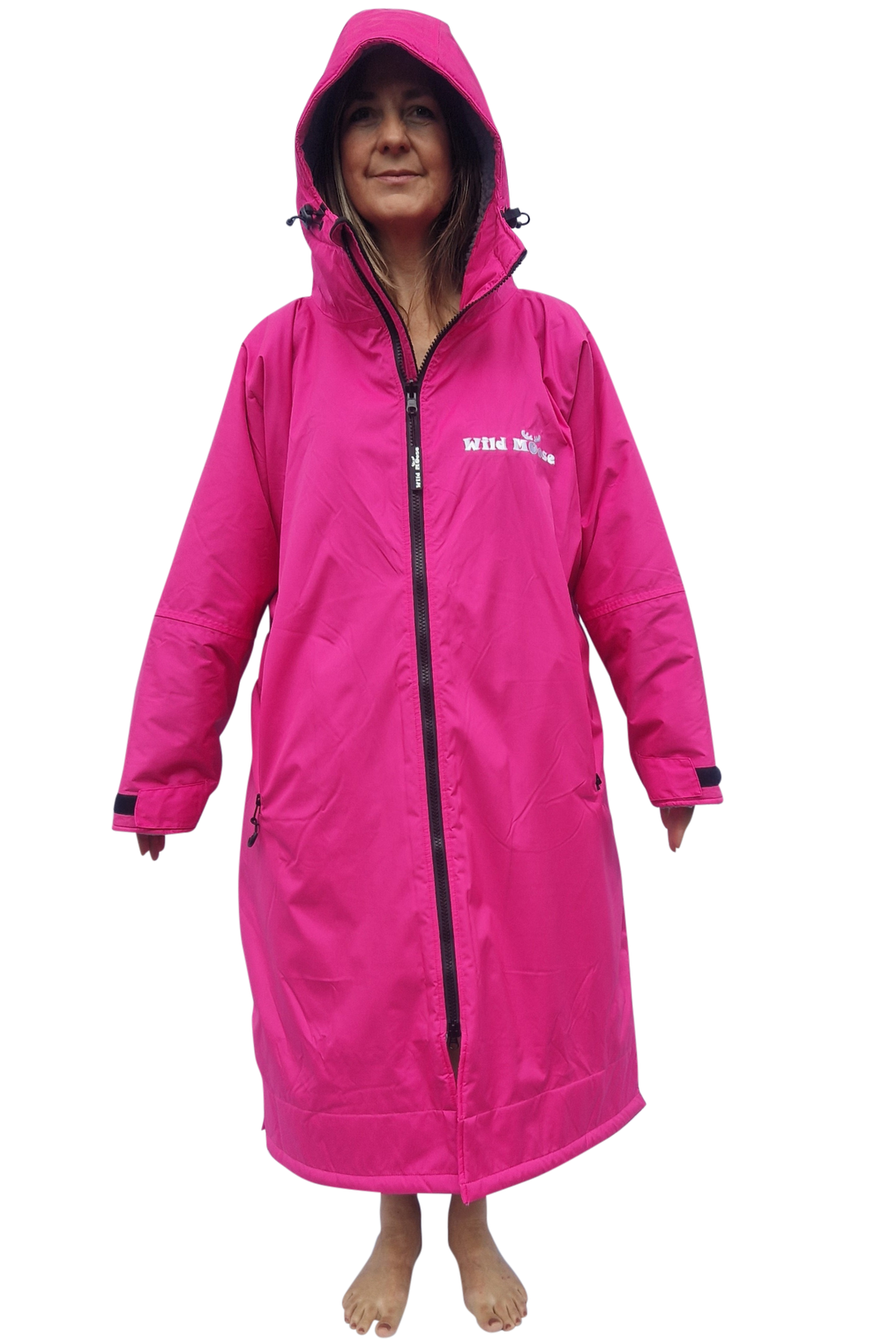 Bloomin' Moose Eco - long sleeve changing robe -  vivid pink/dark grey