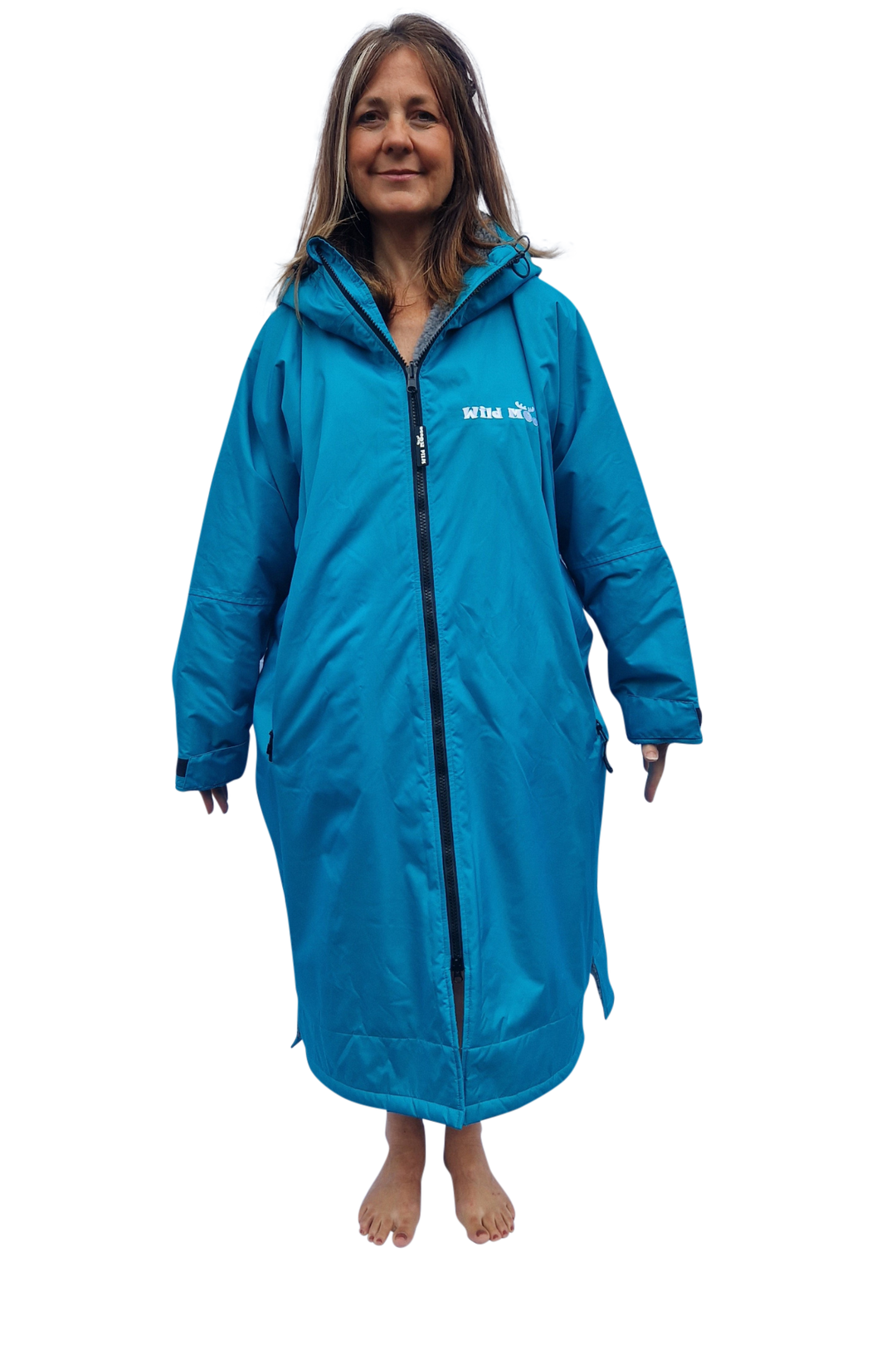 Ocean Moose Eco - long sleeve changing robe - teal/pale grey