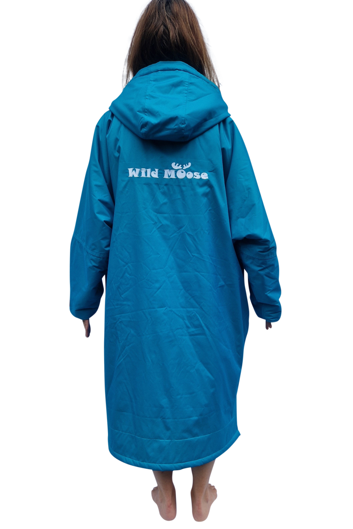 Ocean Moose Eco - long sleeve changing robe - teal/pale grey