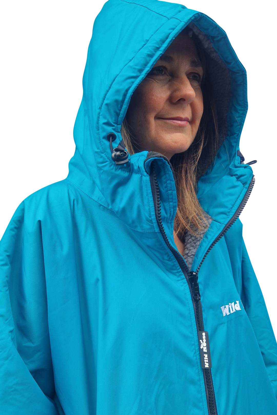 Ocean Moose Eco - long sleeve changing robe - teal/pale grey