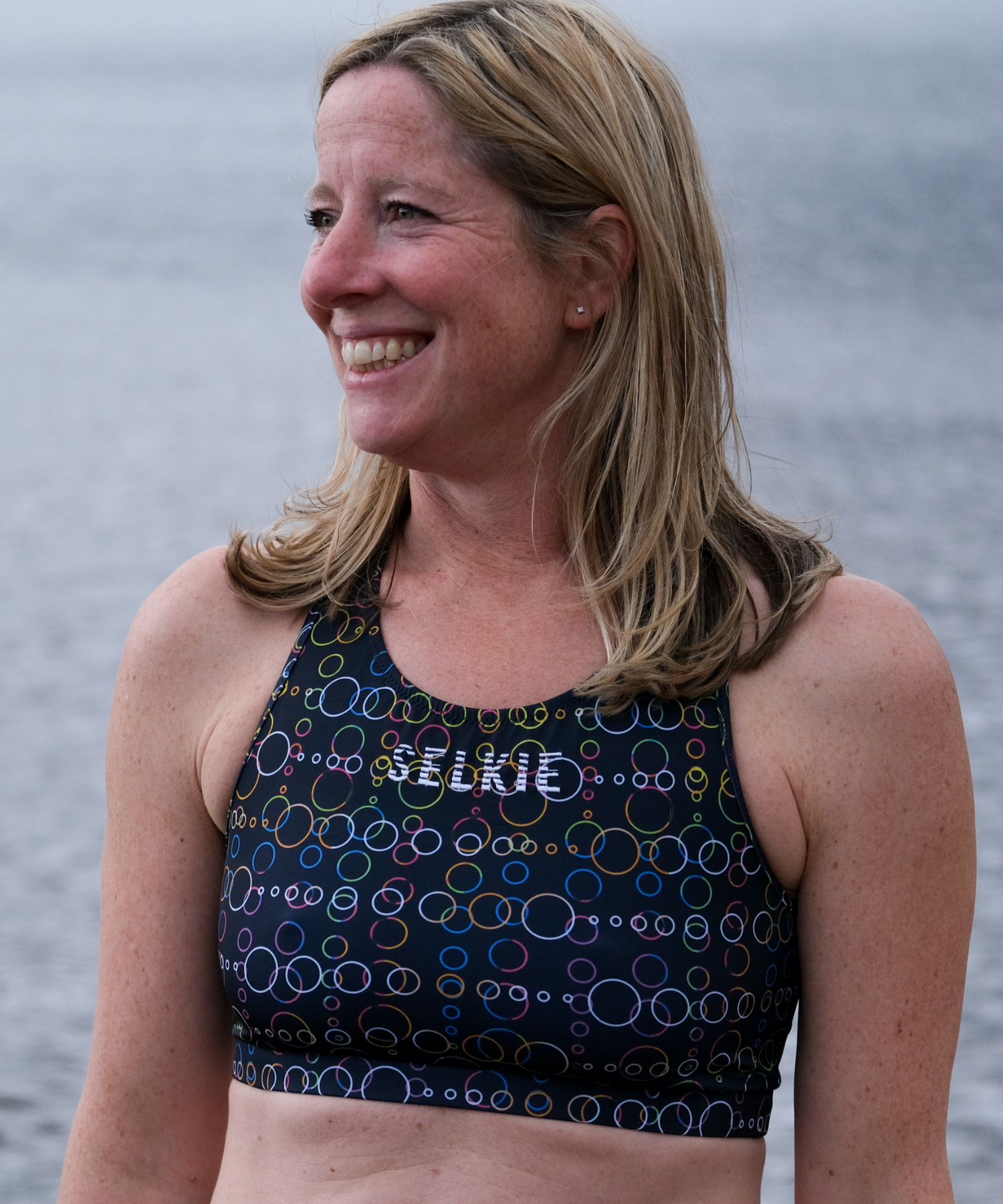 TOKYO BIKINI TOP IN MIDNIGHT BLUE BUBBLE PRINT